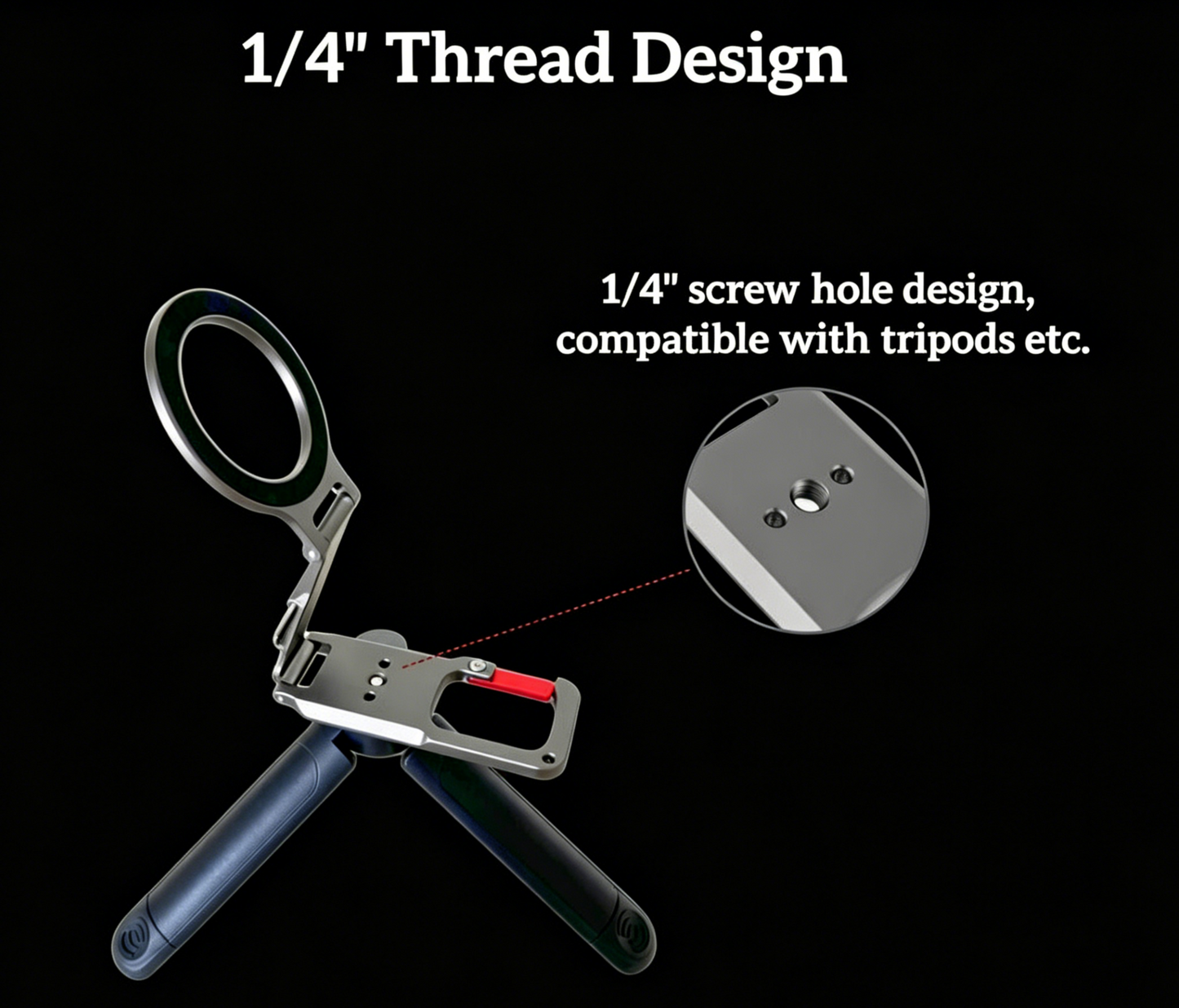 Premium Metal Double-Sided Magnetic Phone Stand, MagSafe Compatible for iPhone 12/13/14/15/16/17 Pro Max, Foldable Adjustable Phone Mount with Portable Carabiner