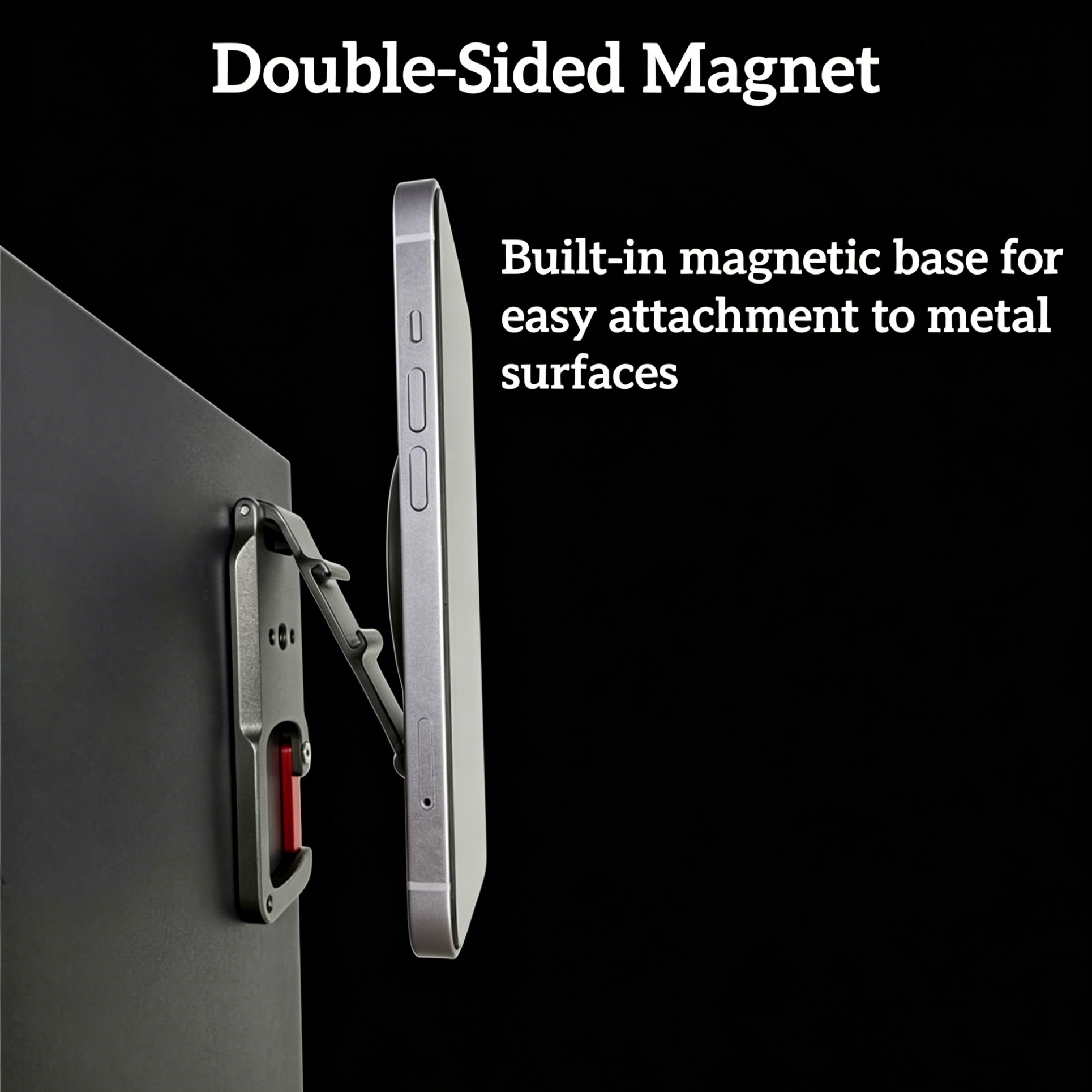Premium Metal Double-Sided Magnetic Phone Stand, MagSafe Compatible for iPhone 12/13/14/15/16/17 Pro Max, Foldable Adjustable Phone Mount with Portable Carabiner